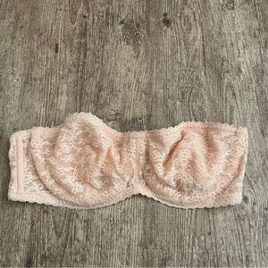 Victoria's Secret Tan Lace Strapless Bra Size Large